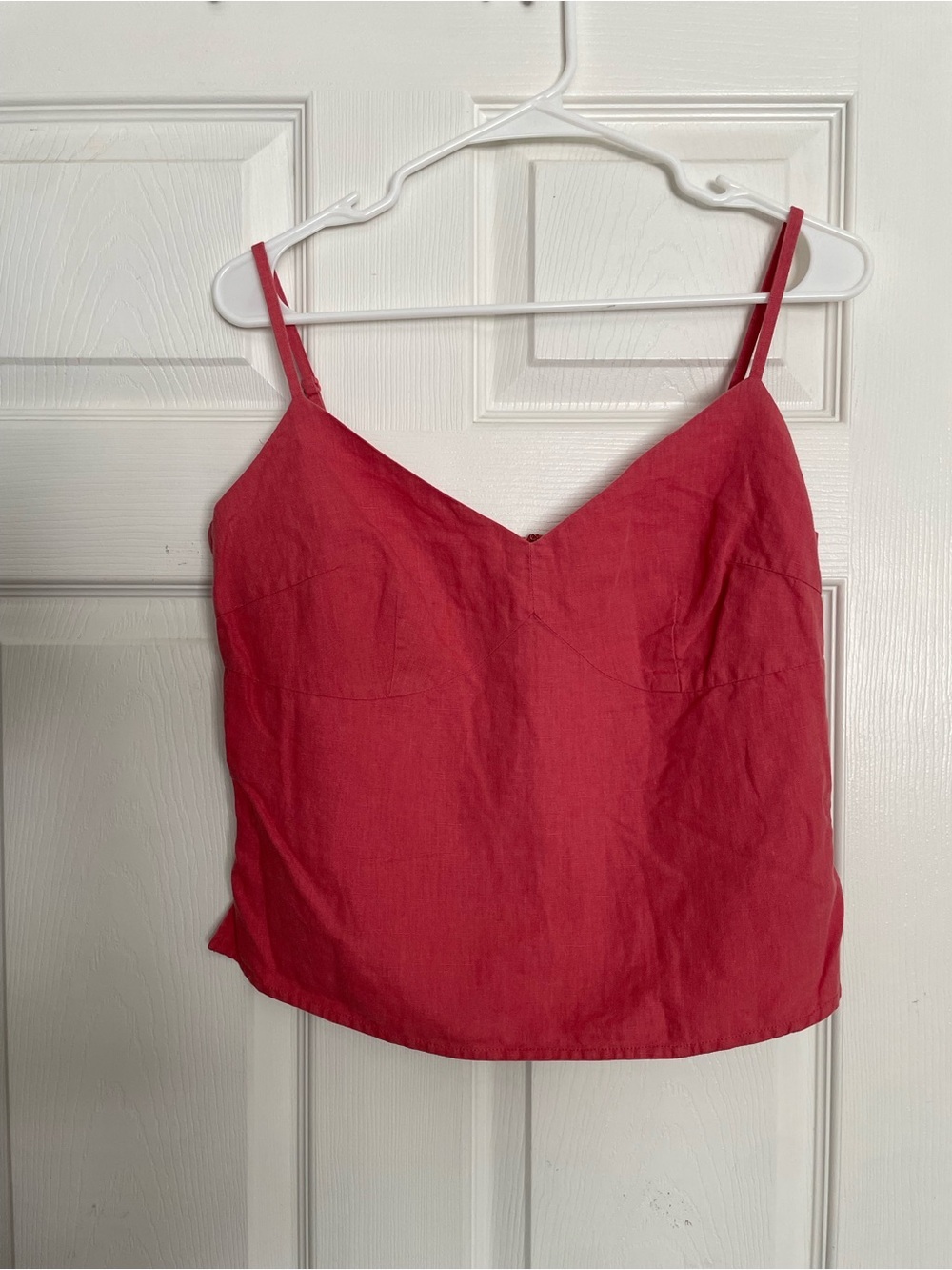 Vintage Fossil Linen Blend Women’s sz Medium Light Red V-Neck Spaghetti Crop Top